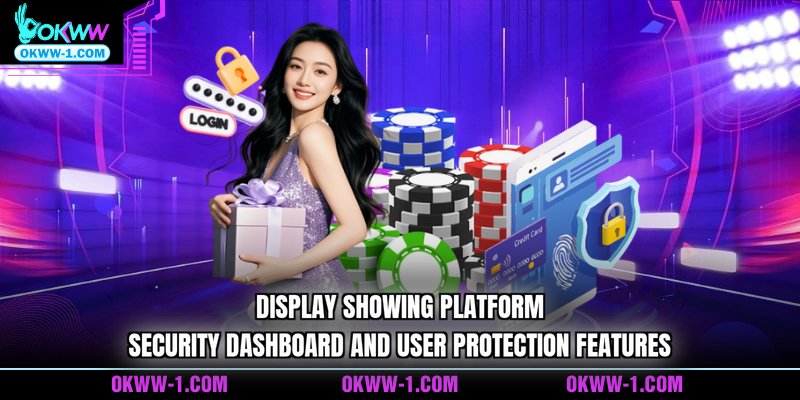 Display showing platform security dashboard and user protection features