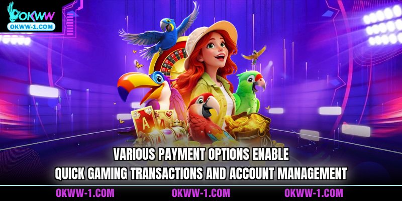 Various payment options enable quick gaming transactions and account management